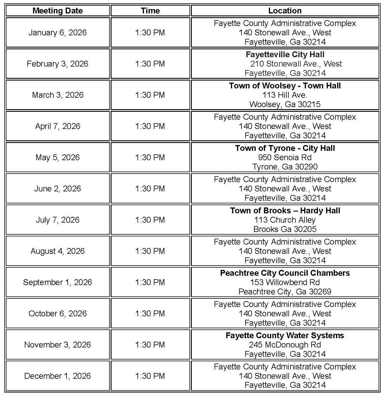2026 TRANSPORTATION COMMITTEE MEETING DATES